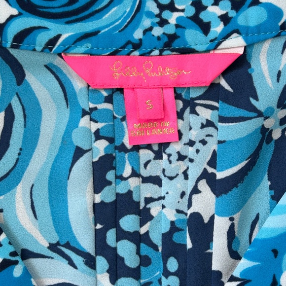 Lilly Pulitzer Top Blouse Ruffle Top Joan Small in Resort White Mermazing - Picture 10 of 12